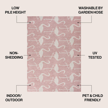 Liana Casual Coastal Flamingos Two-tone Indoor/Outdoor Area Rug